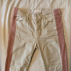 Mother brand white and pink soft jeans
